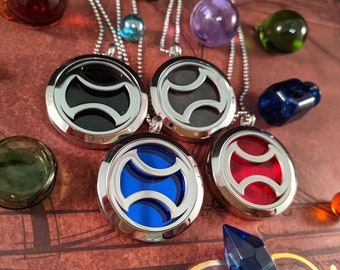 FFXIV Warrior Locket Necklace - Stainless Steel Magnetic Locket w/ Interchangeable Colors - Great Gift for Final Fantasy XIV WAR Fans!