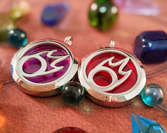 FFXIV Black Mage Locket Necklace - Stainless Steel Magnetic Locket w/ Interchangeable Colors - Great Gift for Final Fantasy XIV BLM Fans!