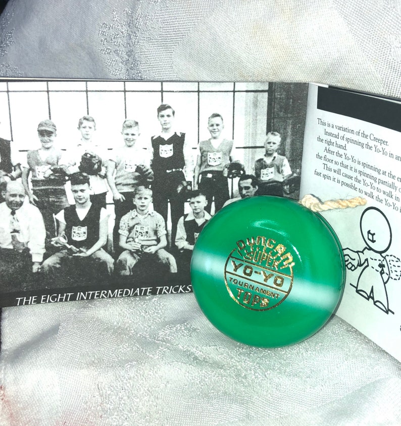 Green Duncan Yoyo Vintage ALL WOOD W/ TRICK Book 1955 Reissue Etsy