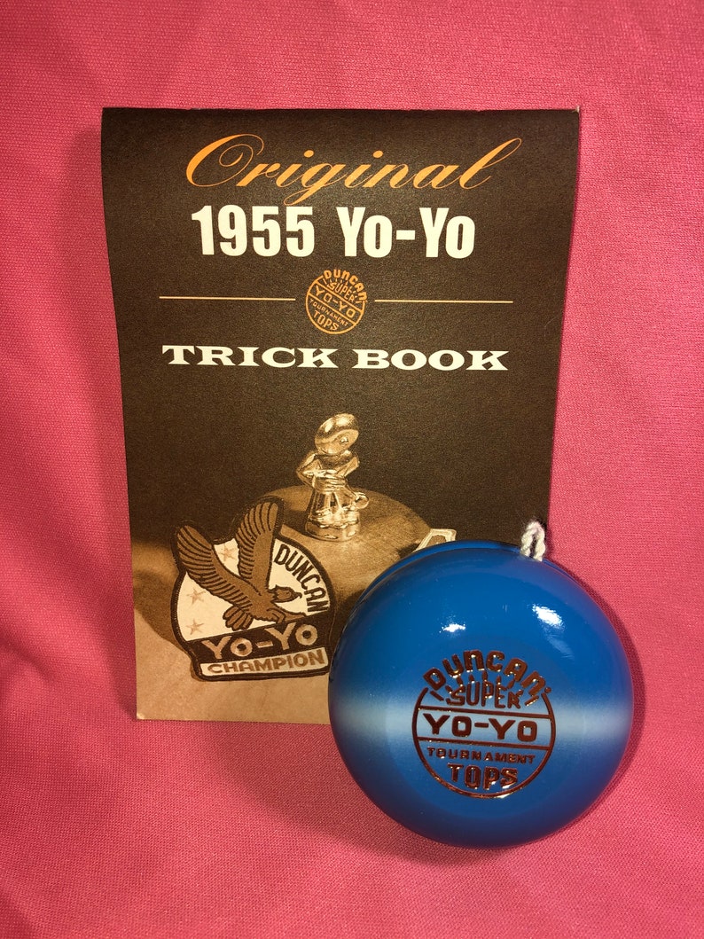 Blue Duncan Yoyo Vintage ALL WOOD W/ TRICK Book 1955 Reissue Etsy