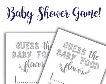 DIY Printable "Guess the Baby Food" Woodland Baby Shower Game - 8 Per Sheet - Grey Ink - Instant Download