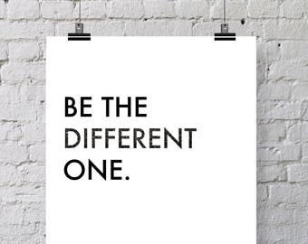 Be Different Quote Printable - 8x10 Instant Digital Download - Star Trek Quote, Black Glitter & White Printable