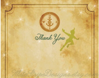 Printable Peter Pan Thank You Card - 5.5x4 Flat - Neverland Thank You Card