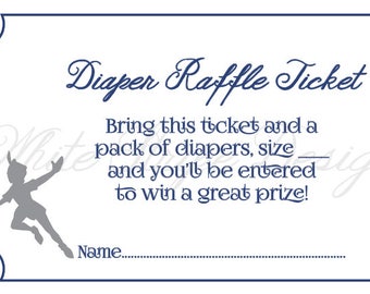 Printable Peter Pan Diaper Raffle Ticket - 3.5 x 2 - Navy Blue Neverland Baby Shower