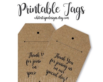 DIY Printable Wedding Favor Tags - 8 Per Sheet - Black Ink - Instant Download