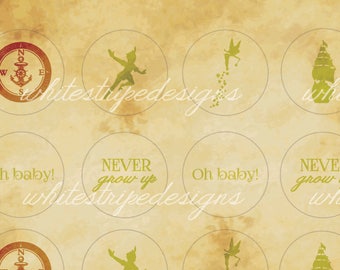 Printable Peter Pan Cupcake Toppers - 8.5x11 PDF Neverland Baby Shower Instant Download