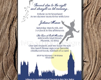 Printable Peter Pan Invitation for Baby Shower or Birthday Party, Neverland Invitation, Pirate Birthday Party 5x7 - Instant Download Custom