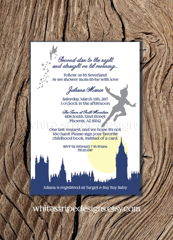 neverland baby shower invitations