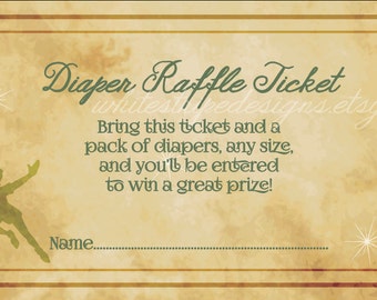 Printable Peter Pan Diaper Raffle Ticket - 3.5 x 2 - Neverland Baby Shower