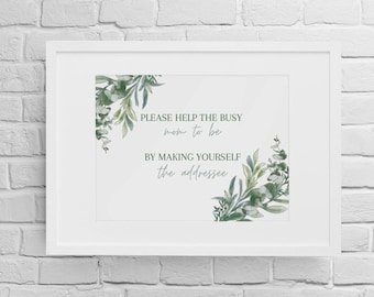 Address the Envelope Baby Shower Printable 8x10 Eucalyptus Leaves Greenery