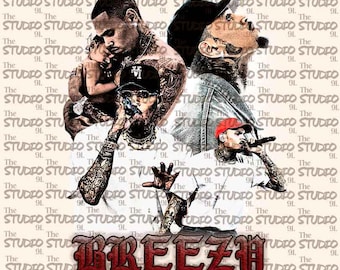 Archivo PNG inspirado en CHRIS BROWN  breezy para estampado dtf, dtg, archivo digital, descarga instantánea para fondo blanco o negro