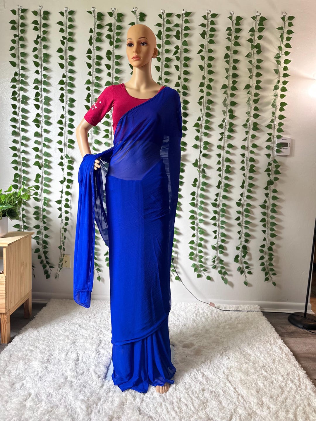 Women's Chiffon Light Blue Embellished Designer Saree With Blouse Piece main image 1
