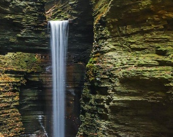 Fine Art Color Nature Photography of New York Waterfall "Cavern Cascade at Watkins Glen"