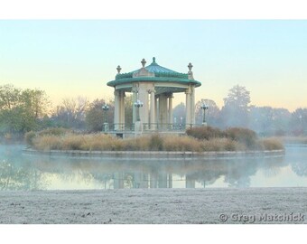 Fine Art Color Landscape Photography of Bandstand and Pagoda Lake in Forest Park Saint Louis