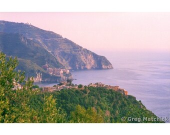 Fine Art Color Landscape Photography of a View of Corniglia Along the Cinque Terre Coastline in Italy