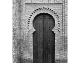 Fine Art Black & White Architecture Photography of a Moorish Doorway in Toledo Spain
