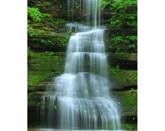 Fine Art Color Nature Photography Missouri Waterfall In a Box Canyon - "Hickory Canyons Waterfall 1"