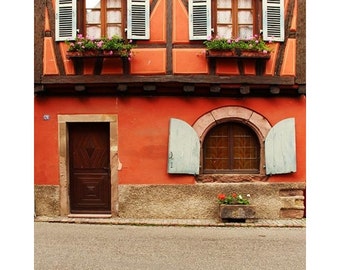 Fine Art Color Travel Photography of Orange Home in Niedermorschwihr France