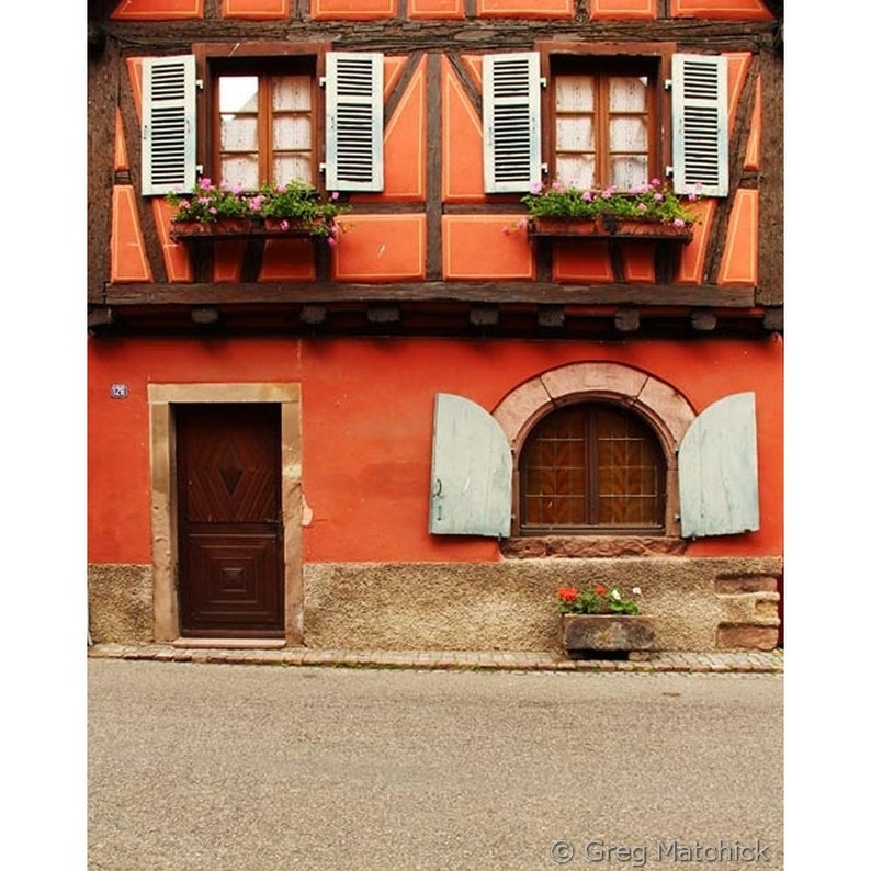 Fine Art Color Travel Photography of Orange Home in Niedermorschwihr France image 1