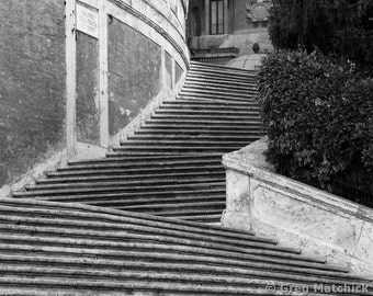 Fine Art Black & White Travel Photography of the Spanish Steps ini Rome Italy - "The Spanish Steps 1"