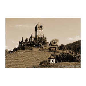 Fine Art Sepia Photography of German Castle in the Mosel River Valley &quot;Reichsburg Castle&quot;
