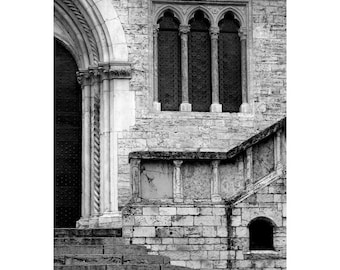Fine Art Black & White Architecture Photography of Building in Italy - "Architectural Elements in Perugia"