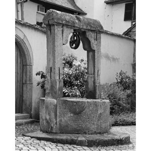 Fine Art Black & White Travel Photography of an Old Well In Niedermorschwihr Alsace France