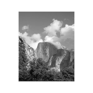 Fine Art Black & White Landscape Photography of Yosemite - &quot;Cumulus Clouds Over Half Dome&quot;