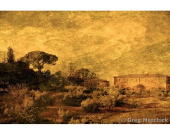 Fine Art Sepia Photography of a Tuscan Farmhouse in Italy