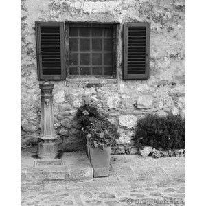 Fine Art Black & White Photography of Old Pump and Window in Chianti Italy