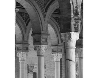 Fine Art Black & White Photography of Architecture in Spain - "Columns and Arches in Sevilla"