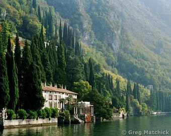 Fine Art Color Landscape Photography of Lake Como Scene - "View of Villa Monastero" (Italy)