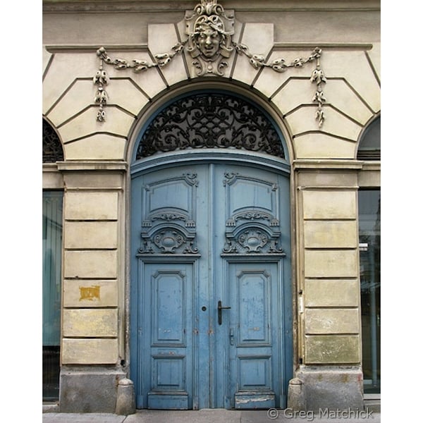 Fine Art Color Architecture Photography of Blue Doors - "Blue Doors in Ljubljana" (Slovenia)