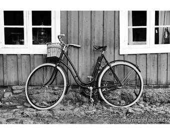 Fine Art Black and White Photography of Bicycle in Rural Sweden