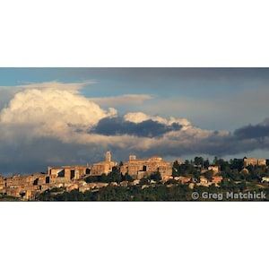 Fine Art Color Landscape Photography of Tuscany - &quot;Evening Clouds Over Montepulciano&quot; Panoramic Format Print
