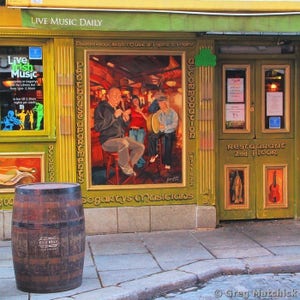 Fine Art Color Travel Photography of Barrel in front of Gogartys Pub Bar in Dublin Ireland Square Print
