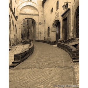 Fine Art Sepia Photography of Umbria Italy - &quot;Spoleto Street 2&quot; - Vertical or Square Print