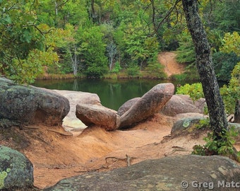 Fine Art Color Landscape Photography of Elephant Rocks State Park in Missouri - "View Over the LAke"