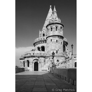 Fine Art Black & White Architecture Photography of Fishermans Bastion in Budapest Hungary