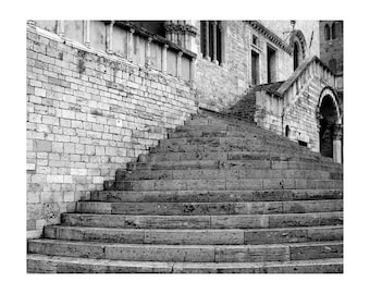 Fine Art Black & White Photography of Italy - "Steps in the Piazza" (Perugia)