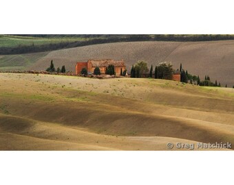 Fine Art Color Landscape Photography of Tuscany - "Farmhouse and Contours of the Tuscan Landscape" (Italy)