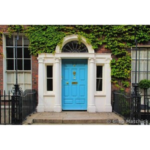 Fine Art Color Travel Photography of Home With Blue Door in Dublin Ireland