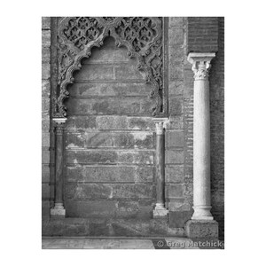 Fine Art Black & White Photography of Moorish Architecture - "Alcazar Columns"