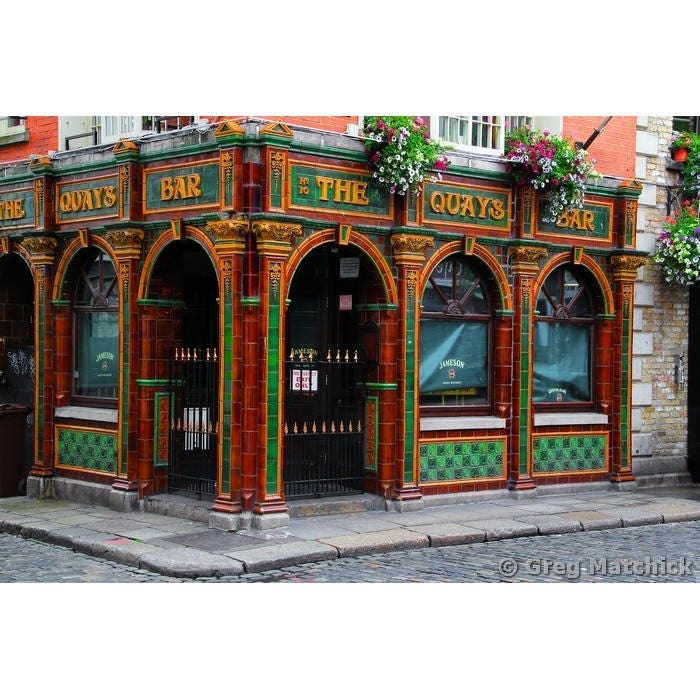 Fine Art Color Travel Photography of Pub in Dublin Ireland - "The Quays Bar 1"