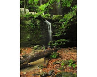 Fine Art Color Landscape Photography of Waterfall in Shawnee Forest - "Waterfall In Big Rocky Hollow 1"