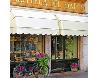 Fine Art Color Travel Photography of Bicycle and Bakery in Italy - "Bassano Bakery"