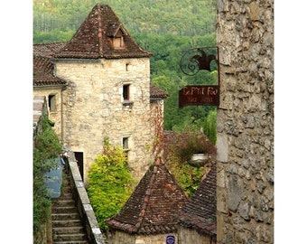 Fine Art Color Photography of Medieval French Village - "St. Cirq View and Distant Hills"