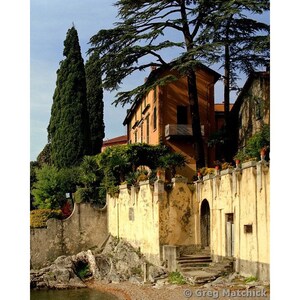 Fine Art Color Landscape Photography of Lake Como Italy - &quot;Villa Wall Beside the Lake&quot; (Vertical)