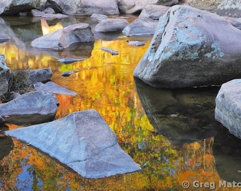 Fine Art Color Landscape Nature Photography of Missouri Ozarks - "Autumn Reflections In the Castor River 2"