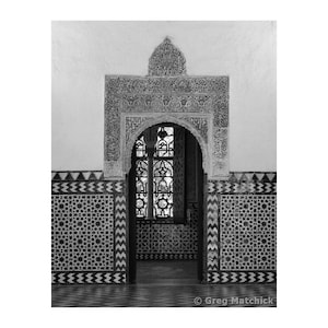 Fine Art Black & White Photography of Moorish Architecture - "Moorish Doorway in the Alcazar"